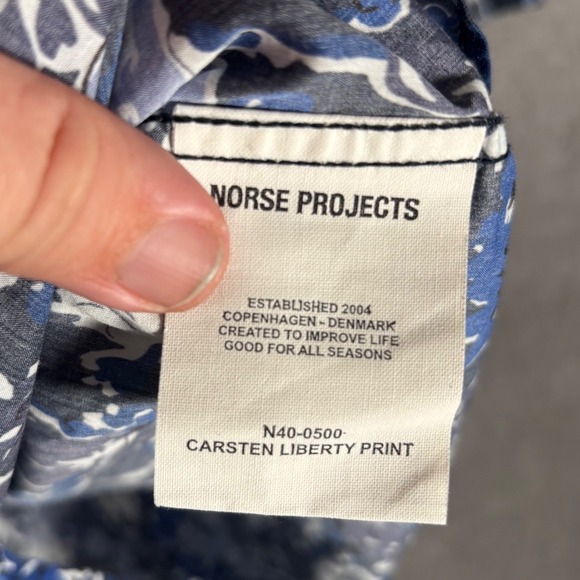 Norse Projects Carsten Liberty Print Button Down Shirt Men's XL Short Sleeve - Picture 4 of 14